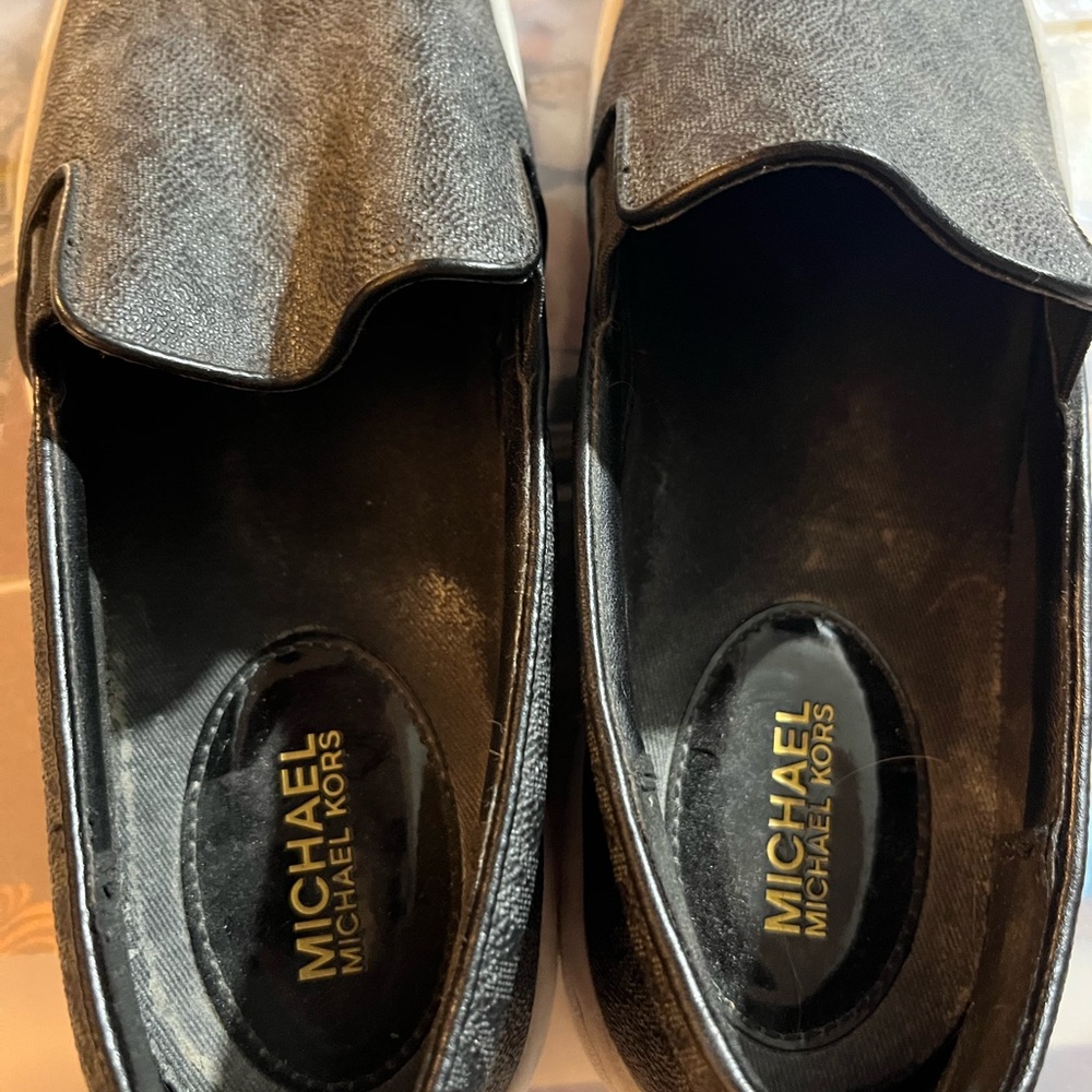 Michael Kors Black Slip-On Loafers with Smooth Leather Finish
